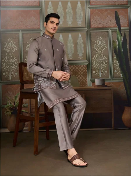 Legancy Of Royals by Shubhvastra Silk Mens Kurta Pyjama With Koti Orders In India
